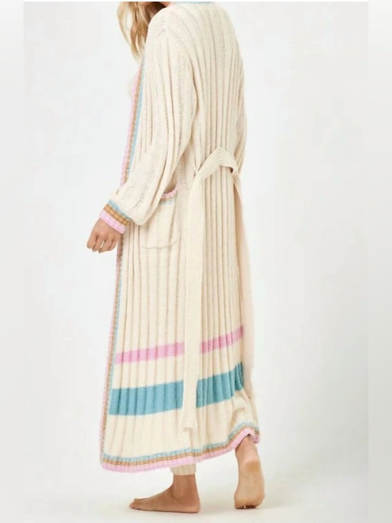 NWT l*space Knit Duster Cardigan in Ivy Cream Pastel Trim - Picture 3 of 11